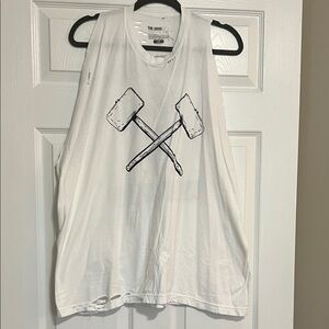 White Tank Top with Hammer Graphic